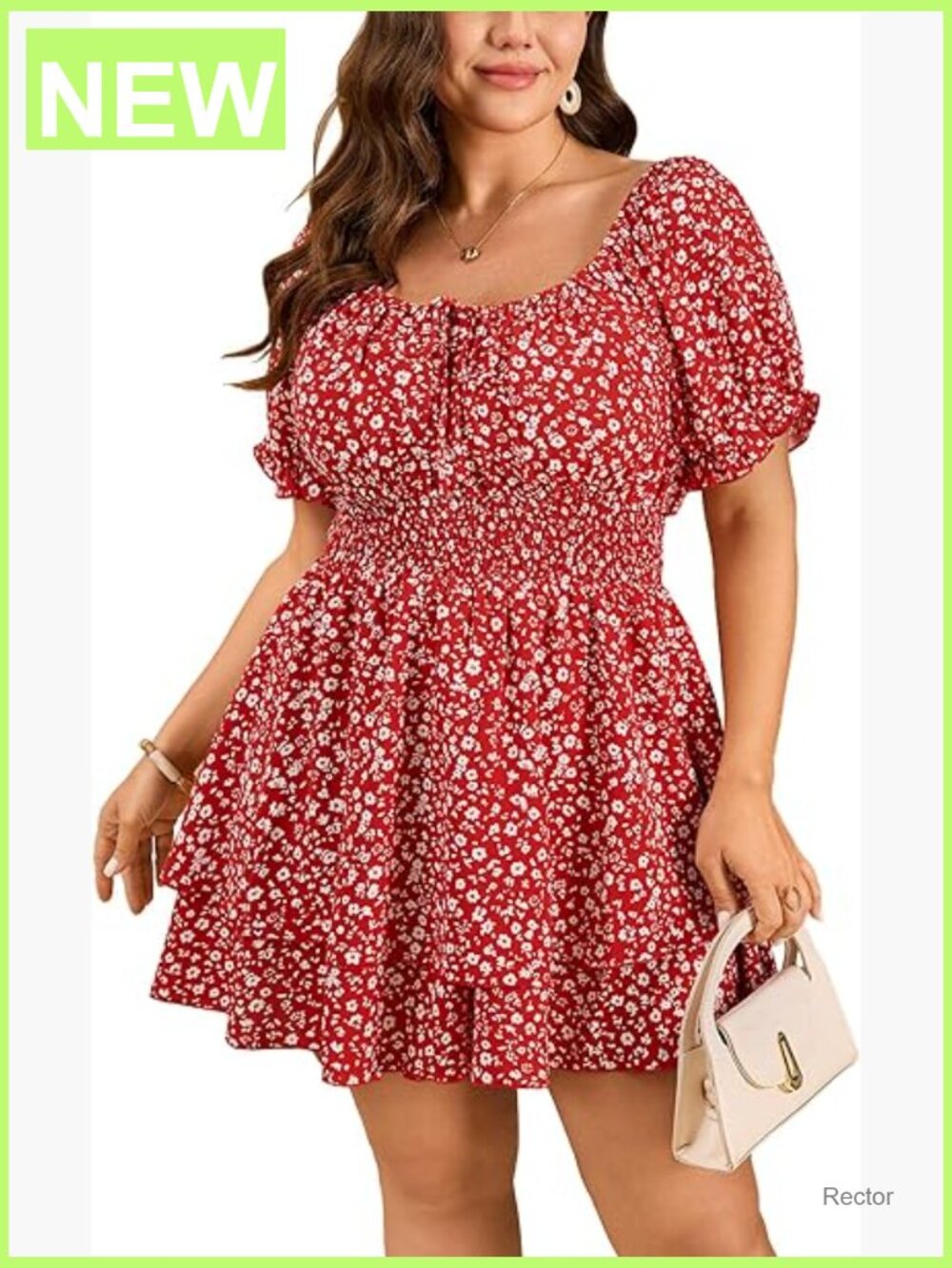 Plus Size Romper Dress Square Neck Puff Sleeve Ruffle Jumpsuit Summer